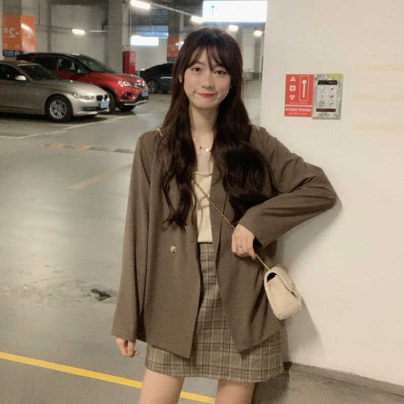 LY VAREY LIN Autumn Women Casual Solid Suit Jackets Notched Collar Long Sleeve Loose Outerwear Ladies Button Blazers 210526