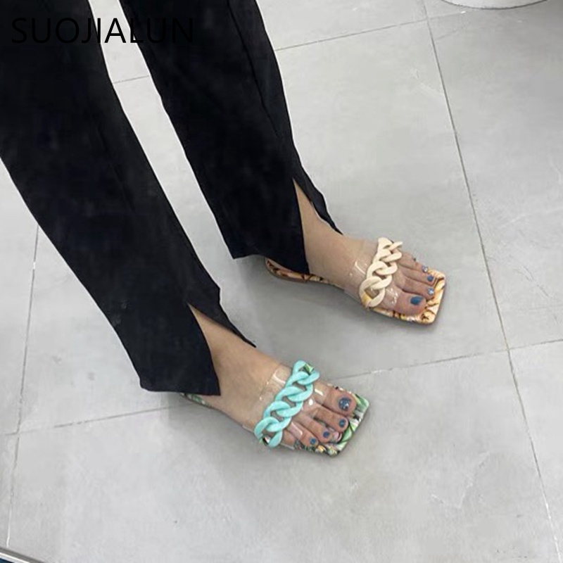 SUOJIALUN 2021 Summer Women Slipper Fashion PVC Transparent Outdoor Beach Slides Chain Flat Heel Casual Flip Flop Big Size 41 K78, Brown
SUOJIALUN 2021 Summer Women Slipper Fashion PVC Transparent Outdoor Beach Slides Chain Flat Heel Casual Flip Flop Big Size 41 K78, Brown