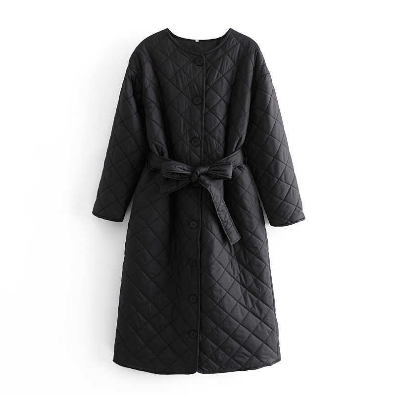 Tangada Women Khaki Oversize Thin Long Parkas With Belt Autumn Sleeve Buttons Pockets Female Warm Coat QN29 211013