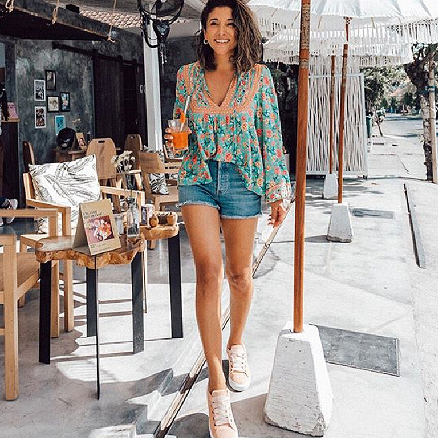 TEELYNN long sleeve blouses for women shirts cotton green Floral print blouse beach shirts sexy v neck boho summer blouse blusas 210225