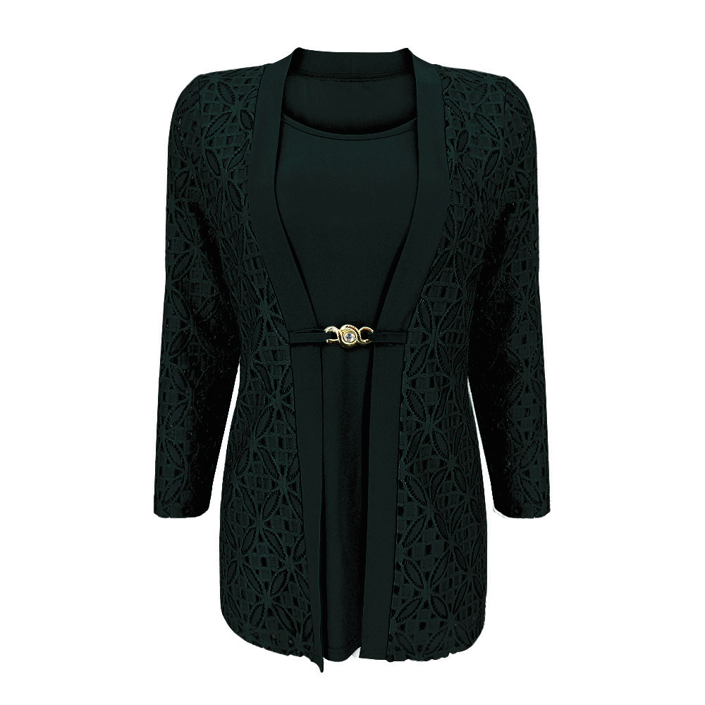 YTL Woman Elegant Long Sleeve Hollow Crochet Plus Size Blouse Shirt Autumn Winter Tops for Work Office H384B 210225