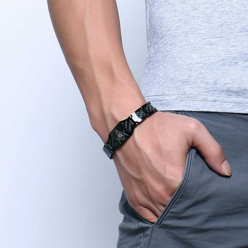 Masonic Black Magnetic Bracelet Men Stainless Steel Hand Chain ID Bracelets Carbon Fiber Magnetic Health Energy Bracelet for Men 210609
Masonic Black Magnetic Bracelet Men Stainless Steel Hand Chain ID Bracelets Carbon Fiber Magnetic Health Energy Bracelet for Men 210609
