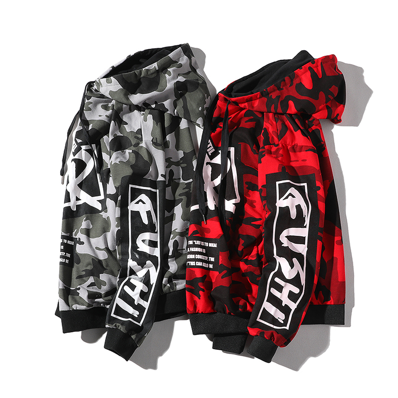 Camouflage Camo Hoodie Men Letters Print Hip Hop Streetwear Spring Autumn Coat Hooded Hoodies Sweatshirts Plus Size M 4XL 5XL 201128
