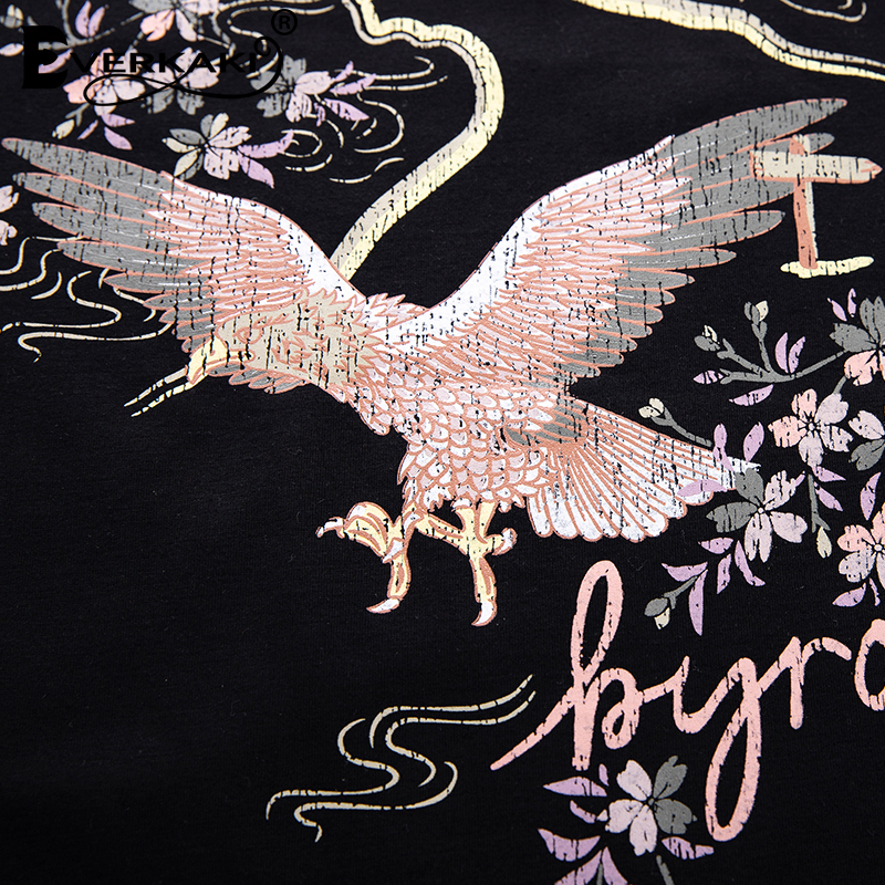Everkaki Vintage T shirt Women Motorcycle Pattern Retro T Shirt Tees&Tops Short Sleeve Boho Print Tee Shirt Summer T200110