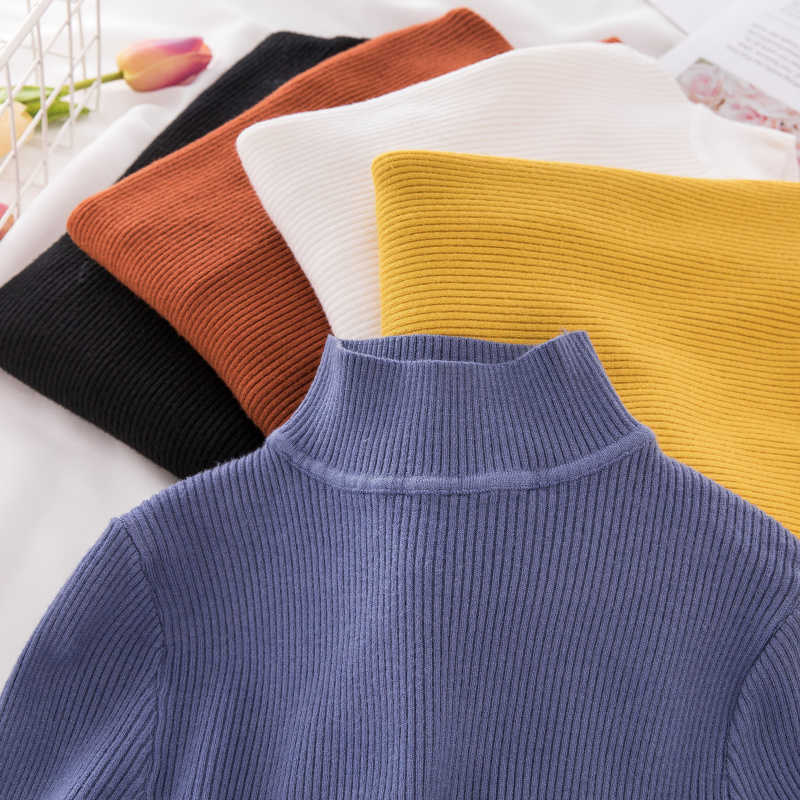 Turtleneck Knitted Sweater Female Casual Pullover Women Autumn Winter Tops Korean s Fashion Jumper 210914