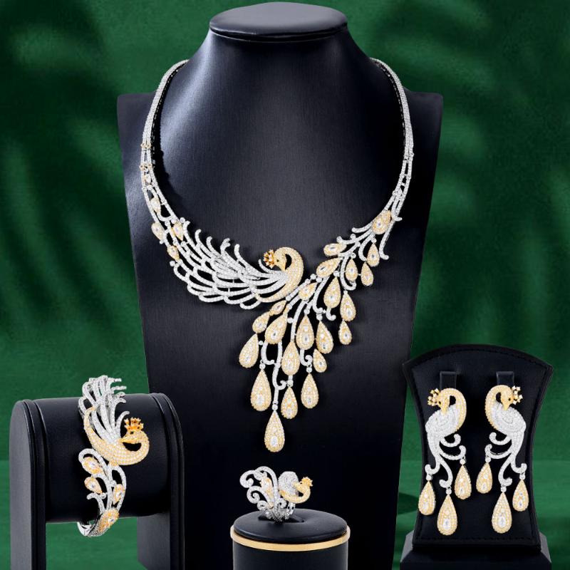 Earrings & Necklace GODKI Luxury Phoenix 4PCS African Earring Sets Zircon Jewelry For Women Wedding Nigerian Party Set, Silver
Earrings & Necklace GODKI Luxury Phoenix 4PCS African Earring Sets Zircon Jewelry For Women Wedding Nigerian Party Set, Silver