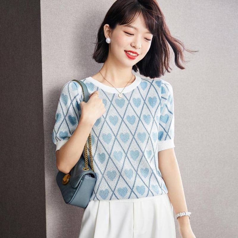 Women's T-Shirt Fashion Thin O-Neck Hollow Out Knitting Summer Korean Style Top, Blue
Women's T-Shirt Fashion Thin O-Neck Hollow Out Knitting Summer Korean Style Top, Blue