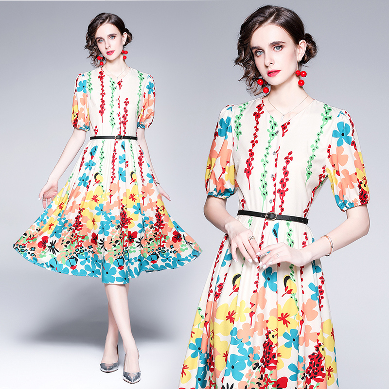 Dropshipping Wholesale New Arrival Summer Runway Floral Print V Neck Belt Short Sleeve Empire Waist Women Ladies Casual Party Beach A-Line Midi Dress, Multi
Dropshipping Wholesale New Arrival Summer Runway Floral Print V Neck Belt Short Sleeve Empire Waist Women Ladies Casual Party Beach A-Line Midi Dress, Multi