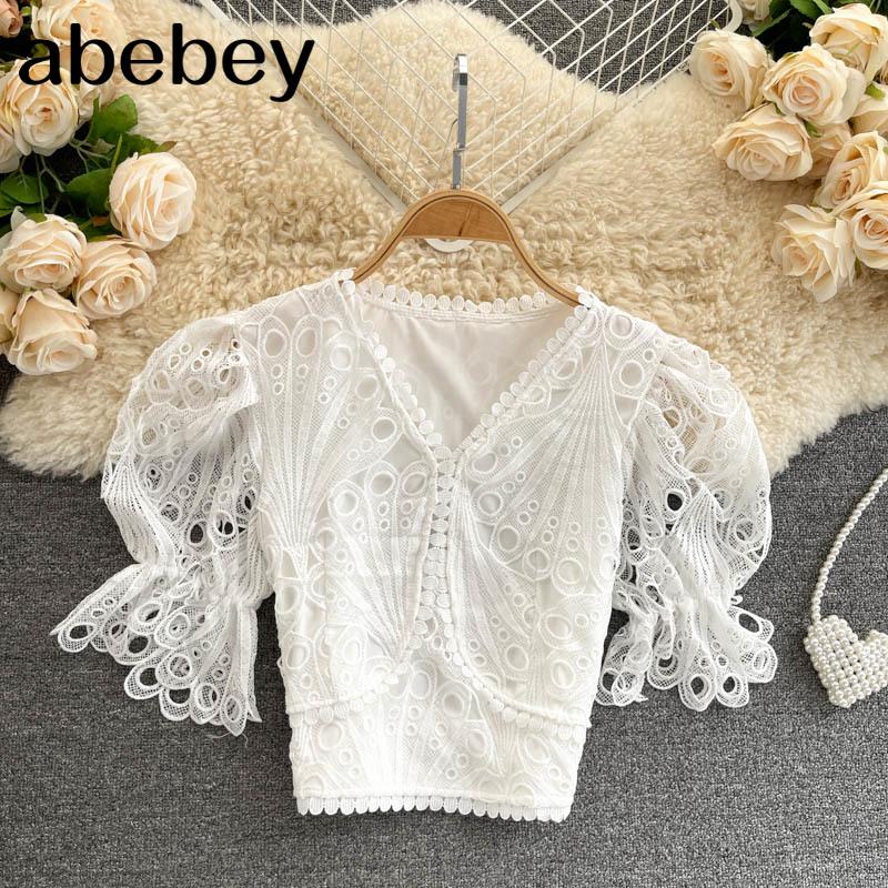 Women's Blouses & Shirts Women Lace Blouse Design Hollow V Neck Short Sleeve Slim Tops Spring Korean Streetwear, Pink
Women's Blouses & Shirts Women Lace Blouse Design Hollow V Neck Short Sleeve Slim Tops Spring Korean Streetwear, Pink