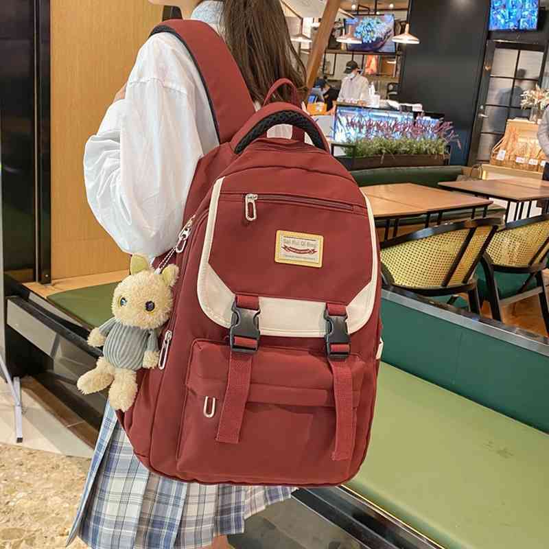 Schoolbag female Korean version Harajuku ulzzang junior middle high school students backpack campus large capacity Backpack, Wine red without pendant
Schoolbag female Korean version Harajuku ulzzang junior middle high school students backpack campus large capacity Backpack, Wine red without pendant