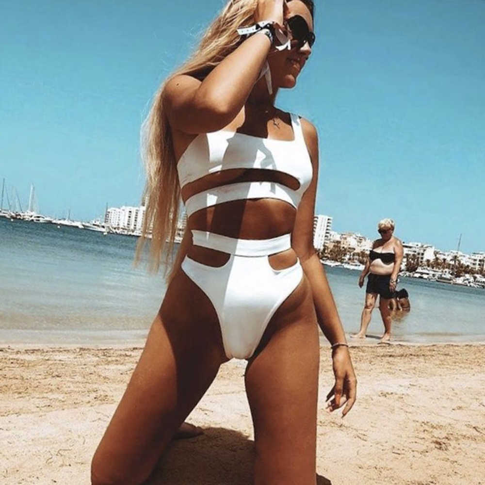 High Quality White Bikinis Waist Bikini Sale Padded Bra Hollow Out Sexy Swimsuit Female Swimwear Women Bathing Suit 210625