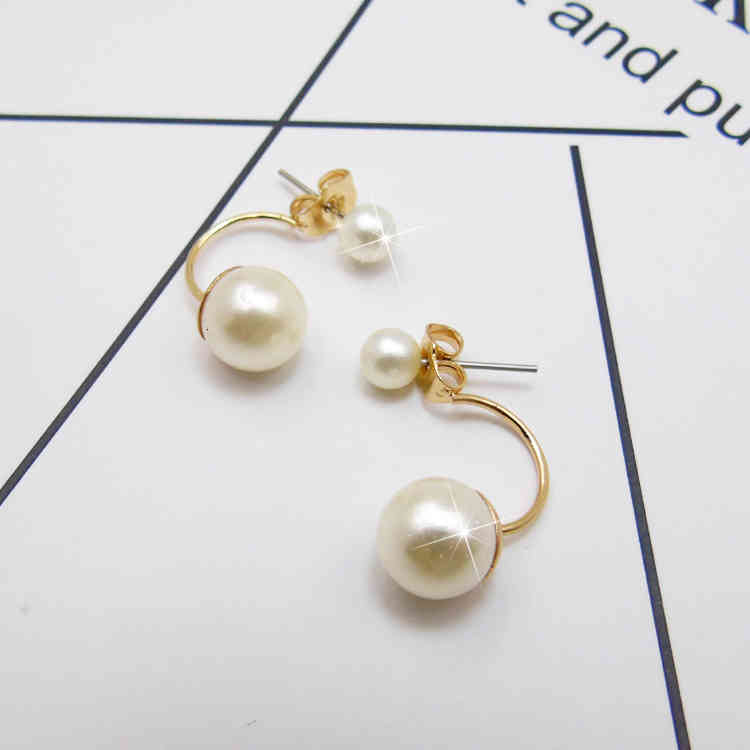 Charms Ear Stud Clip Rings Star Same Size Pearl Temperament Female Korean Jewelry Back Hanging Geometric Dual Purpose