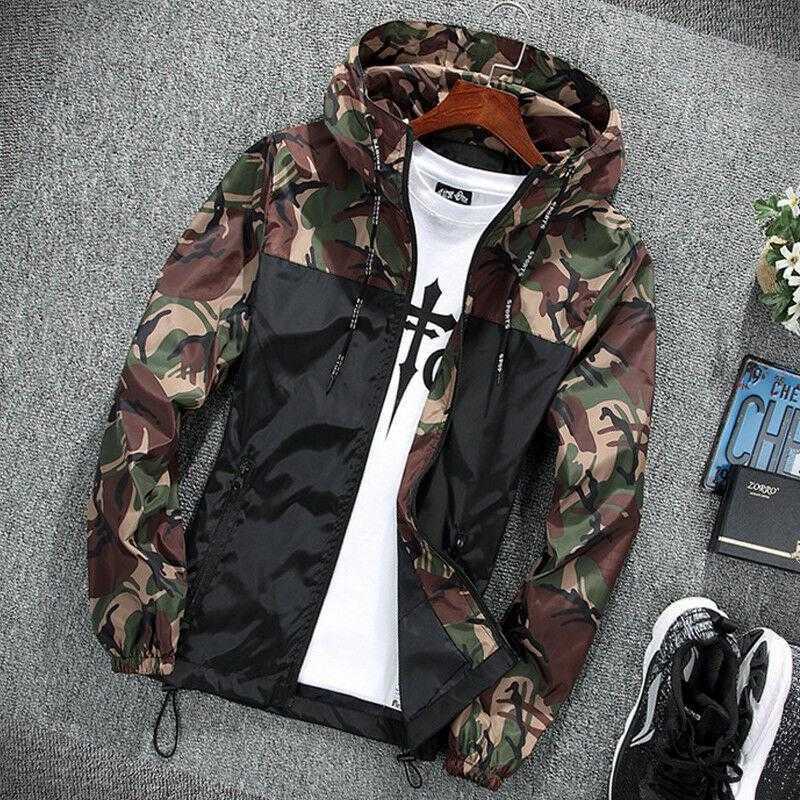 Mens Outdoor Waterproof Jacket Coat Sports Casual Hoodie Tops Light Rain 211110
