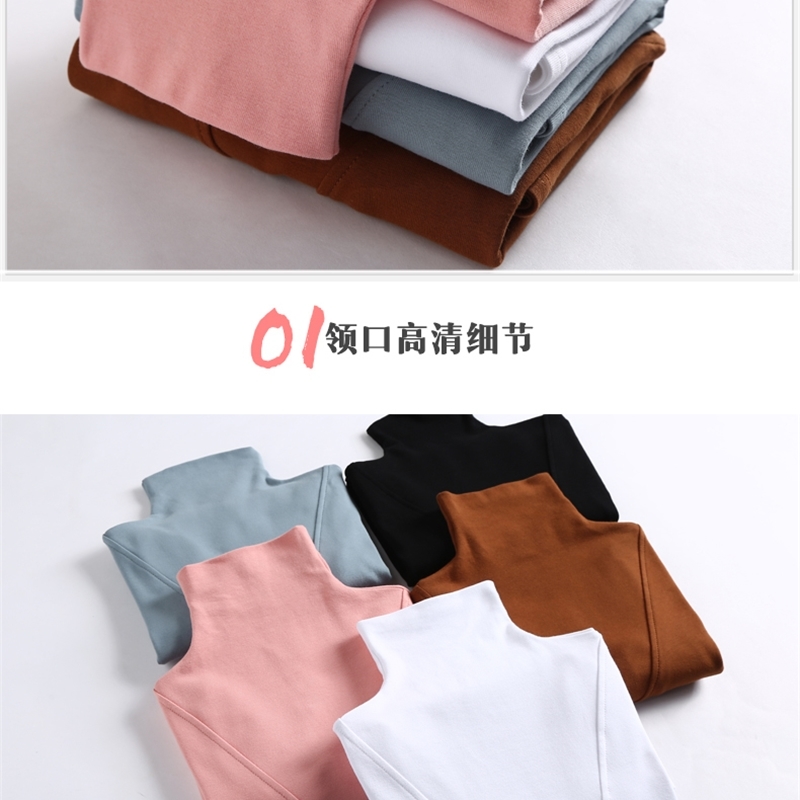 Thick Fleece T shirt Women Tops Turtleneck Long Sleeve Cotton Multi Colors Autumn Winter Tshirt Bottoming Mujer T200110