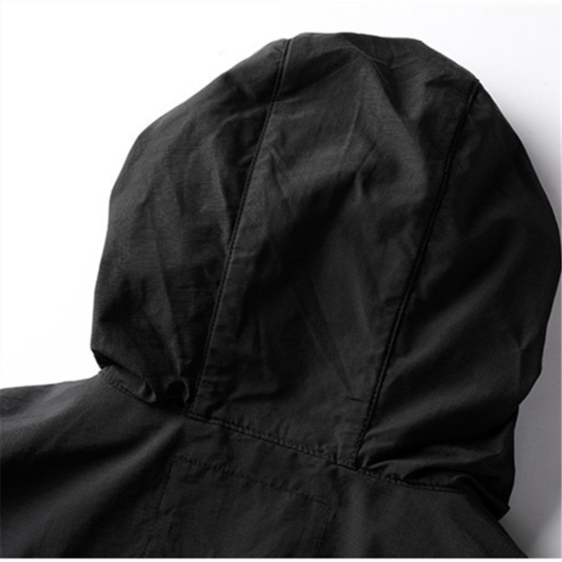 Men's Jackets Hooded Half Zip Pocket Jacket Youth Fashion European And American Casual Coats Mens Coat Nylon Fabric Men Sheath Anti Splash