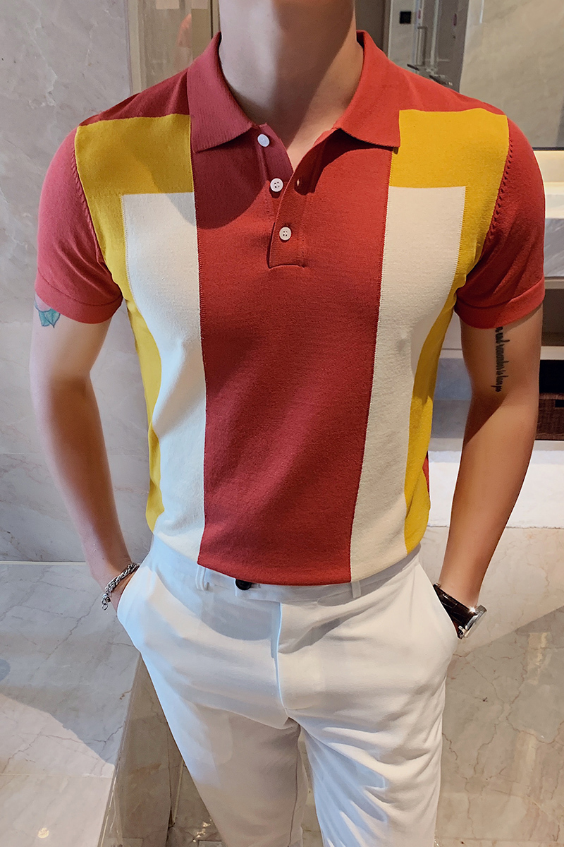 High Quality Summer Polo Shirt Men Contrast Colors Slim Fit Short Sleeve Men Polo Shirt Turn Down Collar Casual Polo Homme 3XL-M 210308
