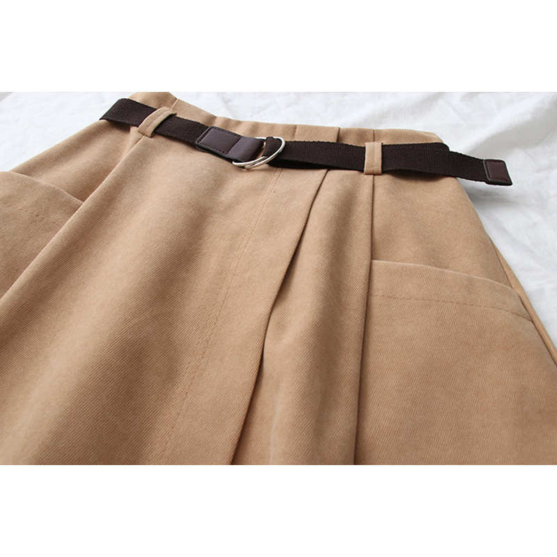 SURMIITRO Spring Autumn Women Korean Style Super Quality Black Female High Elastic Waist School Midi Skirt With Belt 210306