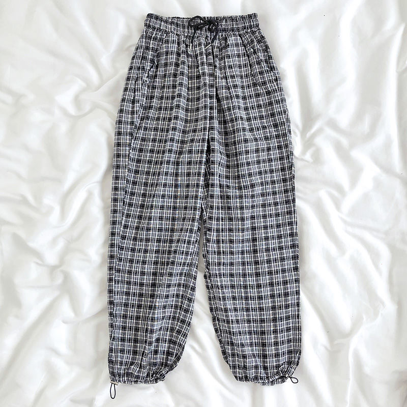 2021 New Back Jogger Black Plaid Loosed Women's Waistlines Hip Hop Cotton Hare Summer Korean Streetwear Pants Husd
2021 New Back Jogger Black Plaid Loosed Women's Waistlines Hip Hop Cotton Hare Summer Korean Streetwear Pants Husd