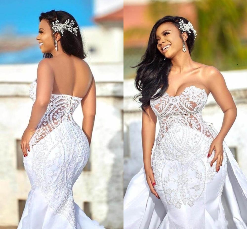 2021 New African Plus Size with Detachable Skirt Sweetheart Mermaid Wedding Gowns Applique Beads Satin Bridal Dpkp, Ivory
2021 New African Plus Size with Detachable Skirt Sweetheart Mermaid Wedding Gowns Applique Beads Satin Bridal Dpkp, Ivory