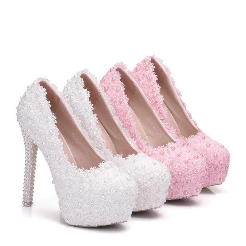 Wedding Pearl Will White Lace High-heeled Shoes Code Fine With Waterproof Platform Shoe
Wedding Pearl Will White Lace High-heeled Shoes Code Fine With Waterproof Platform Shoe