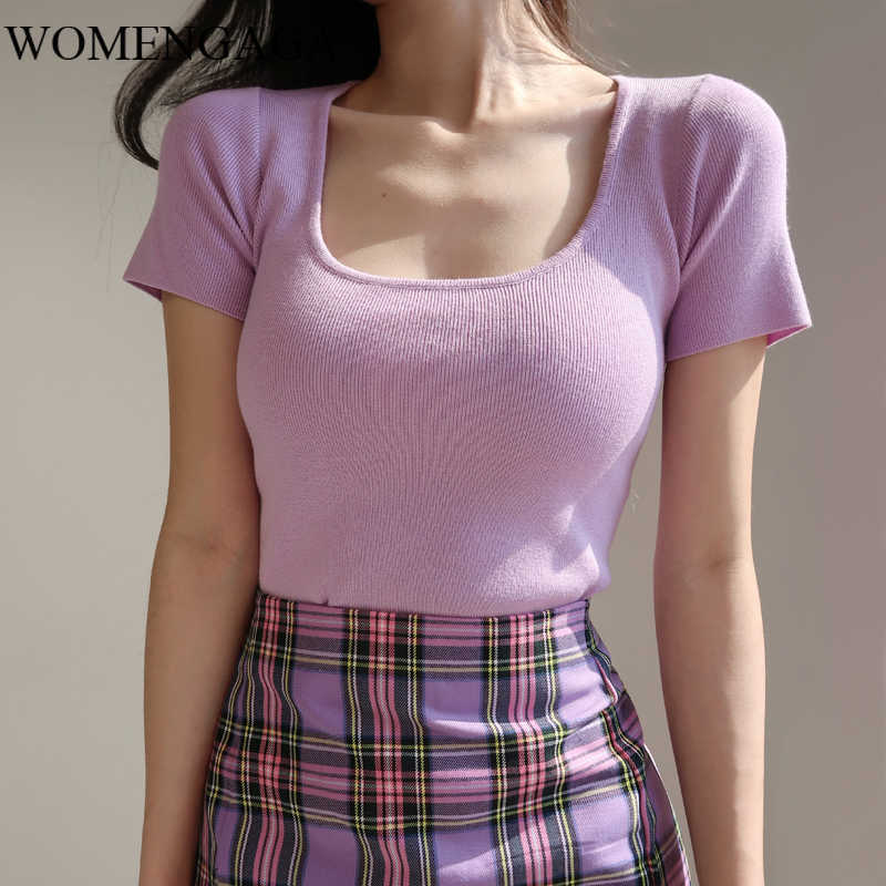 Summer Europe Sexy Women's Square Neck Short Sleeve Knit T-Shirt Tops U Collar Exposed Navel Girl UUJZ 210603, White
Summer Europe Sexy Women's Square Neck Short Sleeve Knit T-Shirt Tops U Collar Exposed Navel Girl UUJZ 210603, White