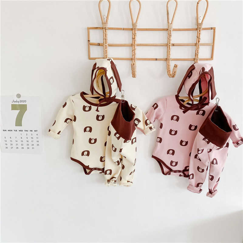 Autumn baby clothing set infant boys bodysuit high waist pants and hat 3pcs bear print girls suit 210615, Beige
Autumn baby clothing set infant boys bodysuit high waist pants and hat 3pcs bear print girls suit 210615, Beige