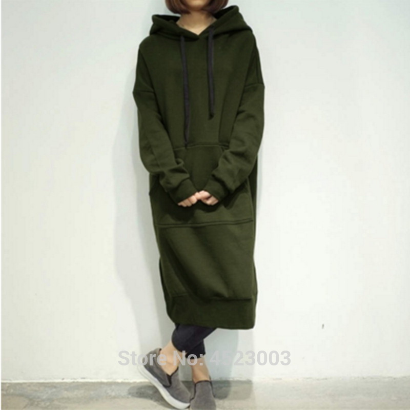 Women's Casual Loose Long Hoodies Sweatshirt Outerwear Jacket Tunic Coat Dress 201030