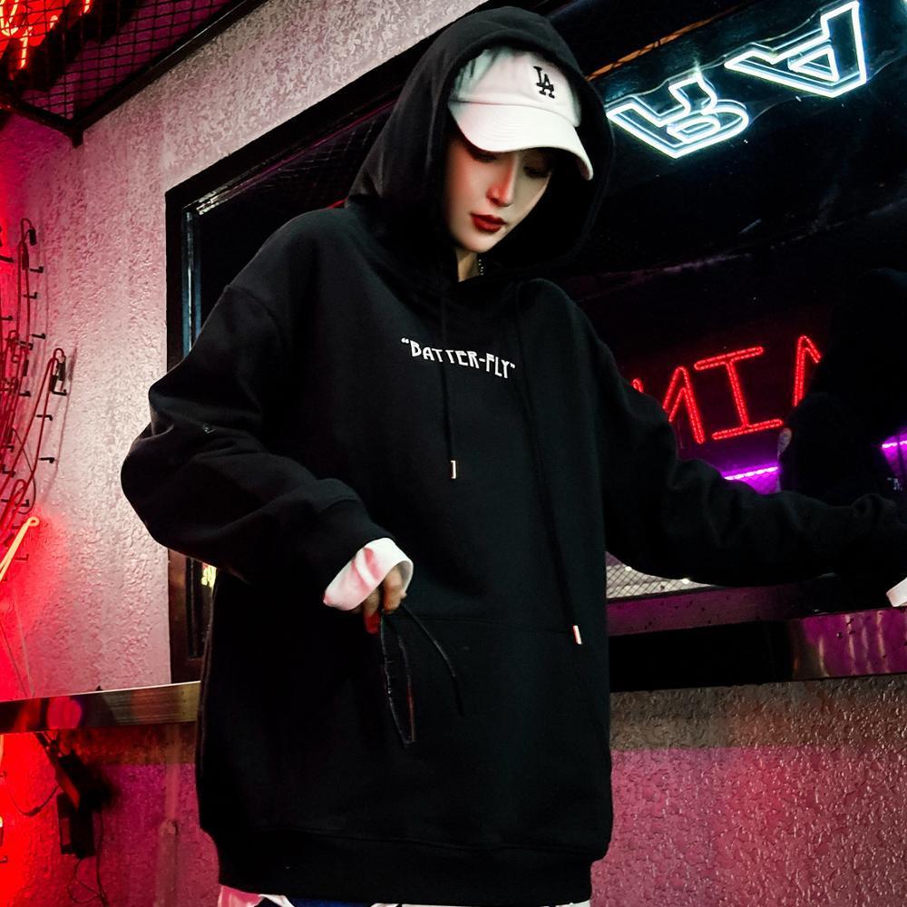 Harajuku Butterfly Hoodie Swatshirt Men Color Butterfly Hip Hop Streetwear Hoodie Fleece Winter Autumn Hoodie Black Unisex 201127