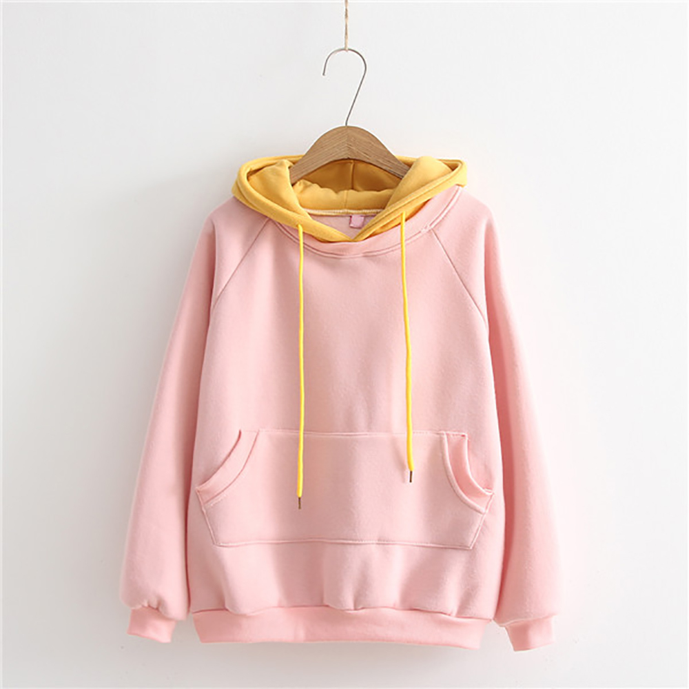Hoodies Women Pactchwork Color Long Sleeve Contrast Color Women Plus Size Hoodies Solid Oversized Hoodies 201030