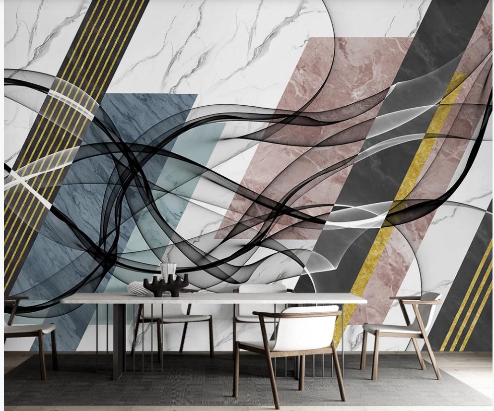 Custom 3d wallpapers 3d stereoscopic wallpaper White Marble wallpapers Abstract Geometric Graphic Line TV Background Wall