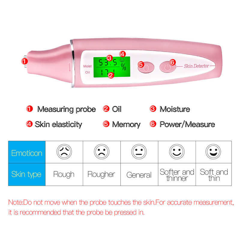 High Presicion LCD Display Body Skin Analyzer Moisture Oil Water Tester Meter Health Monitor Face Care 210806