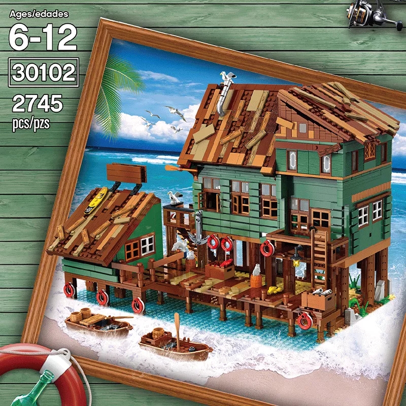 

Old Fishing Shop Building Blocks Captain's Wharf Boat House Dinner Compatible 21310 30102 3353pcs Bricks Model Children Christmas Gifts Birthday Toys For Kids