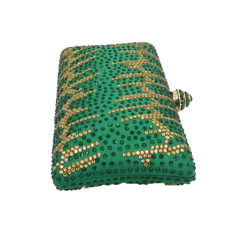 Boutique De FGG Emerald Green Women Crystal Evening Bags and Clutches Wedding Party Dinner Ladies purses and Handbags 211123