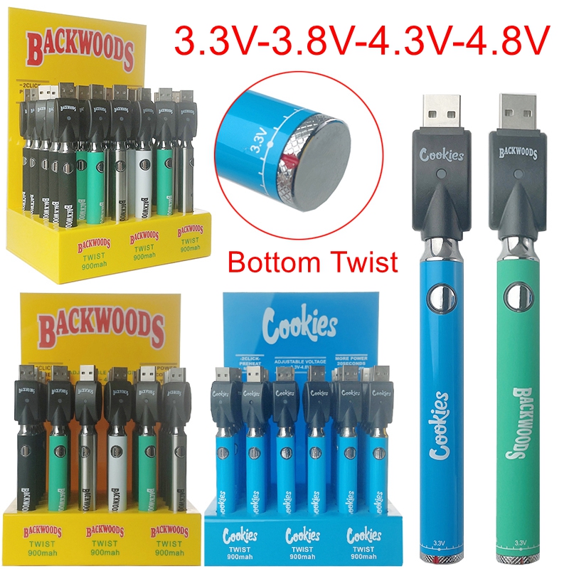 In Stock 30pcs Display Box Cookies Backwoods Battery 900mAh Preheat Preheating VV Variable Voltage 510 Thread Batteries With USB Charger
In Stock 30pcs Display Box Cookies Backwoods Battery 900mAh Preheat Preheating VV Variable Voltage 510 Thread Batteries With USB Charger