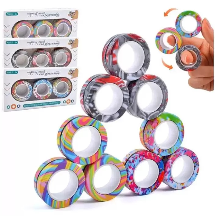 

Magnetic Rings Favor Fidget Spinner Toy for Anxiety Relief Stress Sensory Unzip Antistress Toys Therapy Pack Adults Teens Kids Magnet Finger Gyro