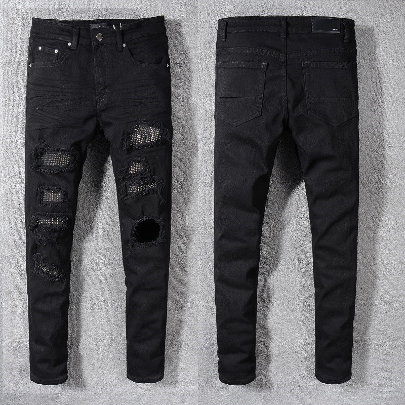 New Black High Street Ripped Jeans Men's Patch Stretch Slim Pants Slim High Street Jeans, Blue
New Black High Street Ripped Jeans Men's Patch Stretch Slim Pants Slim High Street Jeans, Blue