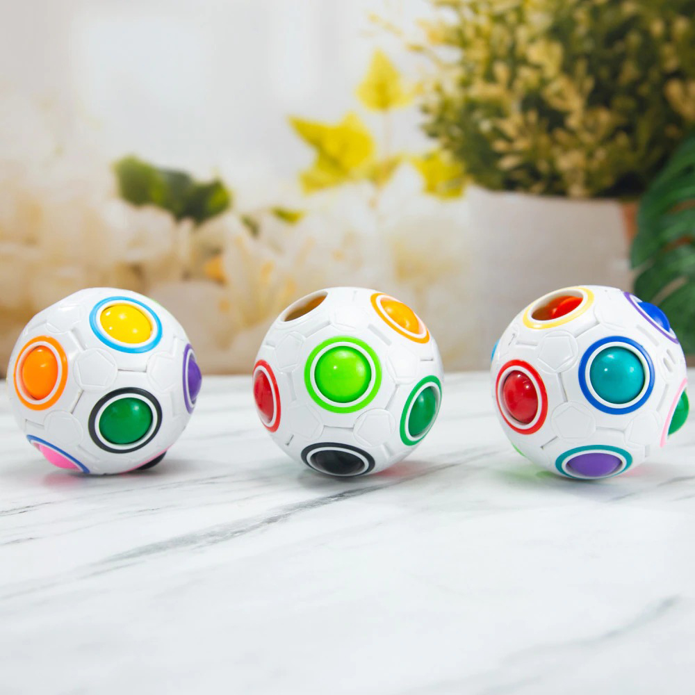 Magic Cube Rainbow Ball 3D Puzzle Tangram Fidget Toy Anti Stress Reliever Brain Teasers Educational Games Xmas Birthday Gifts for Boys Girls Kids Chil