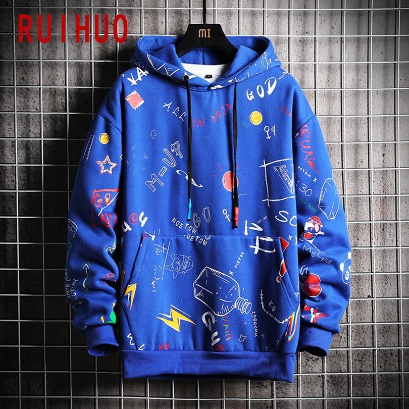 RUIHUO Autumn Harajuku Hoodie Men Clothing Men's Hoodies Hip Hop Male Sweatshirt Japanese Streetwear M5XL 201020