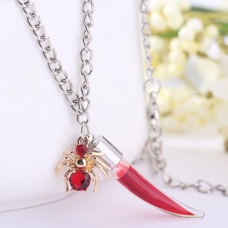 Pendant Necklaces Origin Summer Halloween Red Color Rhinestone Spider Bat Necklace For Women Chunky Chain Bottle Metallic Jewelry
Pendant Necklaces Origin Summer Halloween Red Color Rhinestone Spider Bat Necklace For Women Chunky Chain Bottle Metallic Jewelry