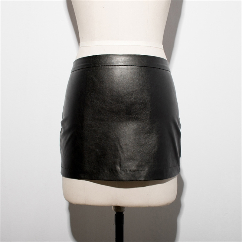 Hot Sexy Zipper Micro MINI Skirt Faux Leather Skirt Tight Hip Slim High Waist With Belt Pencil Package Hip Skirt Club Wear FX017 210309