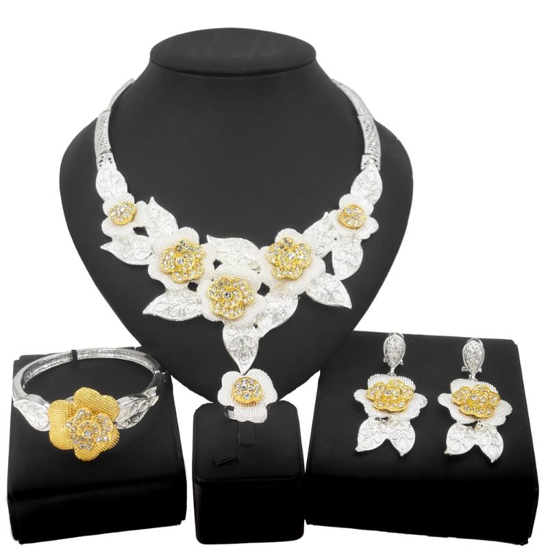 Earrings & Necklace Yulaili Gift Bride Wedding Jewelry Sets Big Arabic Dubai Fashion Anniversary Gold Leaf Pendant For Women, Silver
Earrings & Necklace Yulaili Gift Bride Wedding Jewelry Sets Big Arabic Dubai Fashion Anniversary Gold Leaf Pendant For Women, Silver