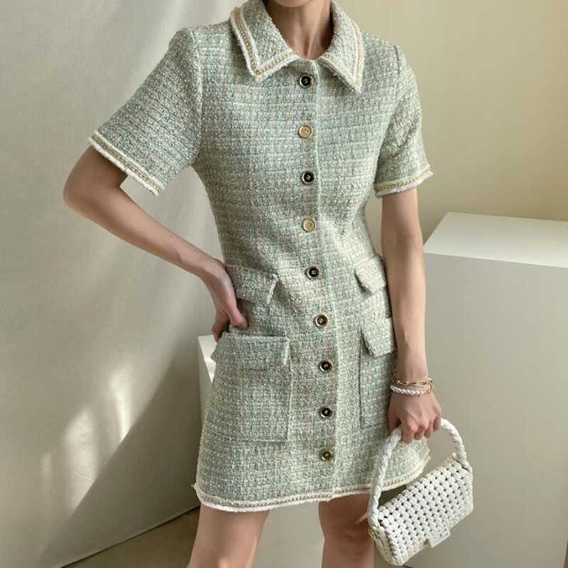 ZAWFL Women Autumn Mini Dress Elegant High waist Wool Tweed Ruffled Lace Neck Short Sleeve Slim With Button 210603, Picture color
ZAWFL Women Autumn Mini Dress Elegant High waist Wool Tweed Ruffled Lace Neck Short Sleeve Slim With Button 210603, Picture color