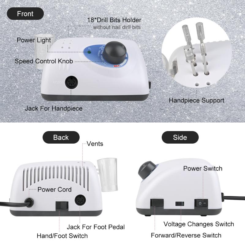 Nail Drill & Accessories Strong 210 Electric Machine Milling For Manicure Pedicure Apparatus