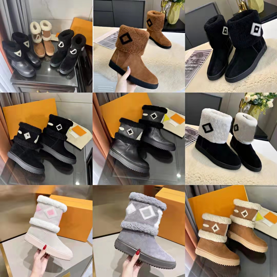 Famous designer 2021 autumn winter new short boots snow shoes 100% wool fashion leather color matching thick bottom flat heel cover feet womens belt box size 35-42, Extra laces
Famous designer 2021 autumn winter new short boots snow shoes 100% wool fashion leather color matching thick bottom flat heel cover feet womens belt box size 35-42, Extra laces