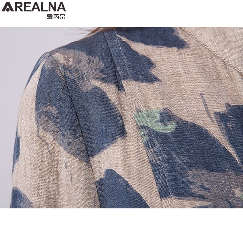 Arealna Ladies Long Tops Women Autumn Fashion Floral Cotton Linen Blouse Women Long Sleeve Shirts Plus Size Korean Vintage Tunic T200319