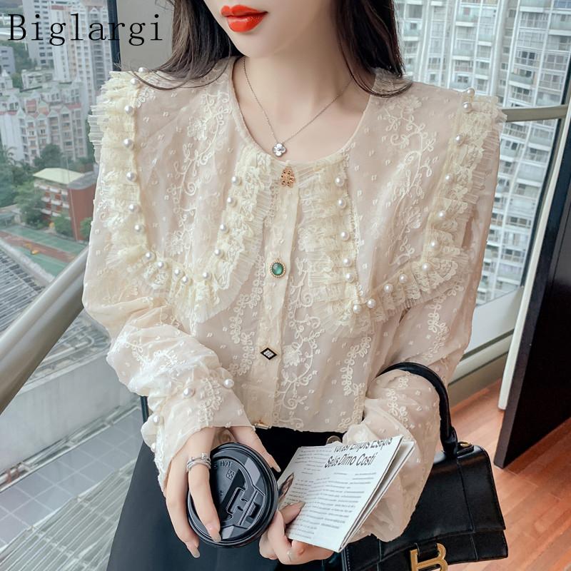 Women's Blouses & Shirts Autumn Pearl Lace Shirt Woman Sexy Long-sleeved Blouse Women Korean Style Casual Tops 2022, White
Women's Blouses & Shirts Autumn Pearl Lace Shirt Woman Sexy Long-sleeved Blouse Women Korean Style Casual Tops 2022, White