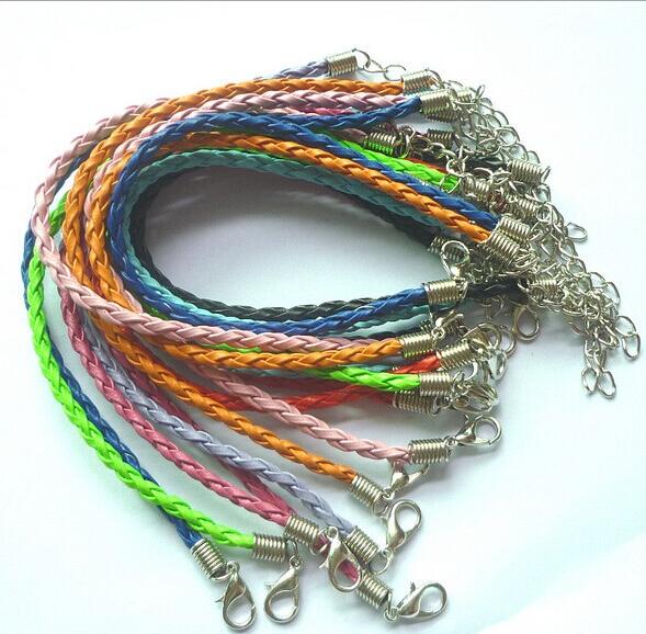 DIY leather bracelet snake chain rope mixed colors 18+5cm