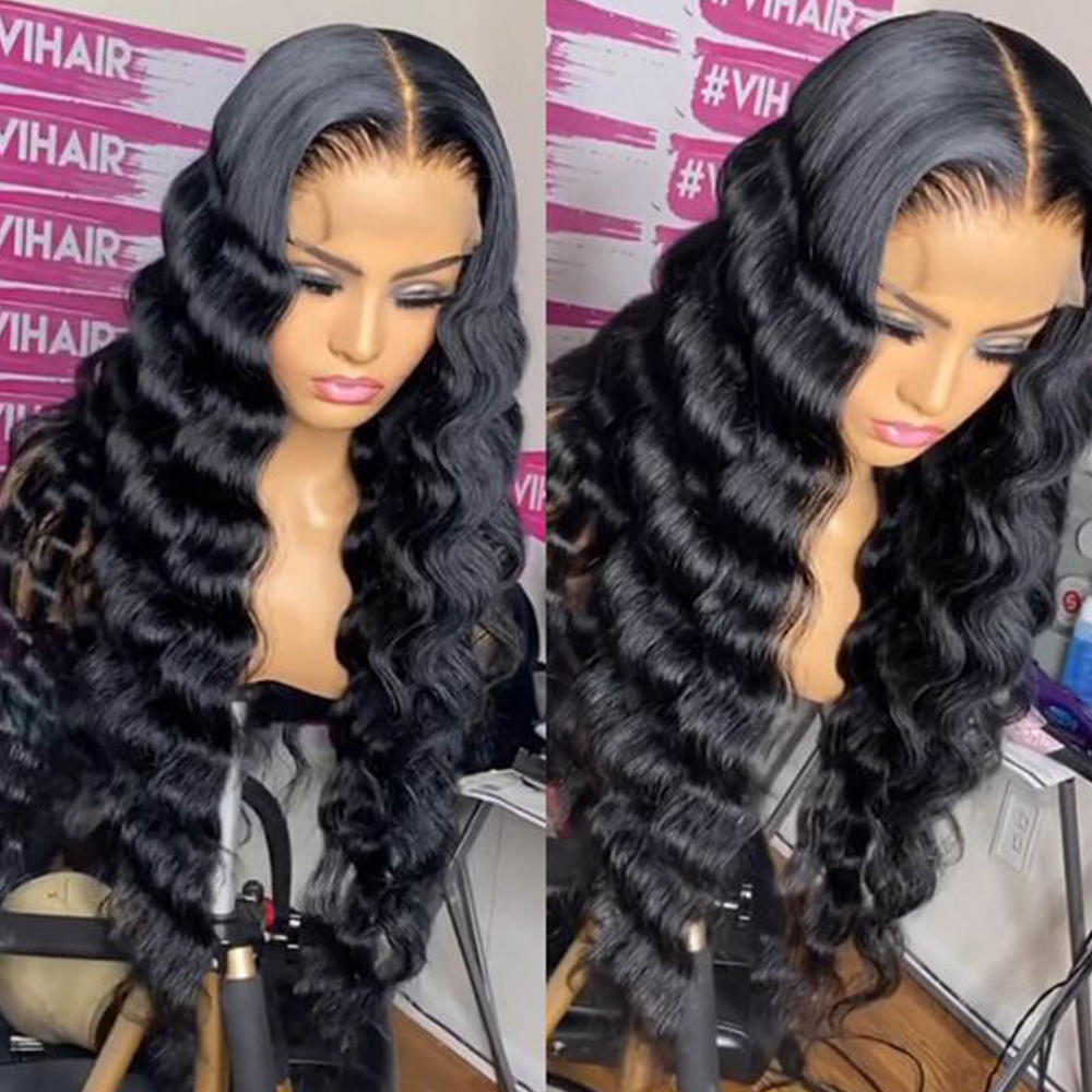Deep Wave 360 Lace Frontal Wig Human Hair Curly Transparent Lace Front