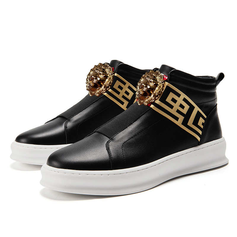 chaussure homme luxe marque high top board first layer cowhide brand designer boots small white shoe mens high-help sports A5, Black
chaussure homme luxe marque high top board first layer cowhide brand designer boots small white shoe mens high-help sports A5, Black