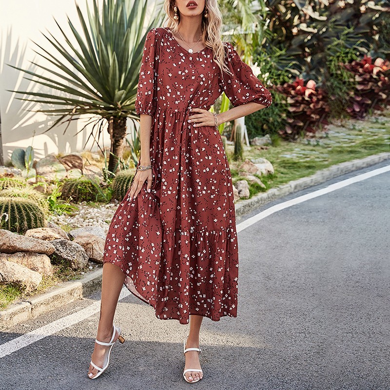 2021 New Floral Print Chiffon Midi Women Fashion Elegant O-neck Half Sleeve Plus Size Casual Boho Beach Es Femme Vestido Mujer Pbfh, Burgundy
2021 New Floral Print Chiffon Midi Women Fashion Elegant O-neck Half Sleeve Plus Size Casual Boho Beach Es Femme Vestido Mujer Pbfh, Burgundy
